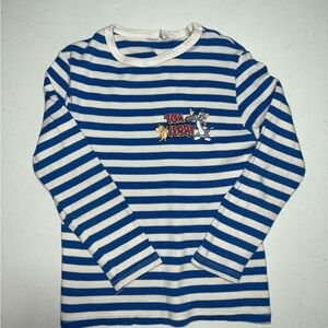 H&M Kids Blue and White Striped Tom & Jerry Long Sleeve Tee